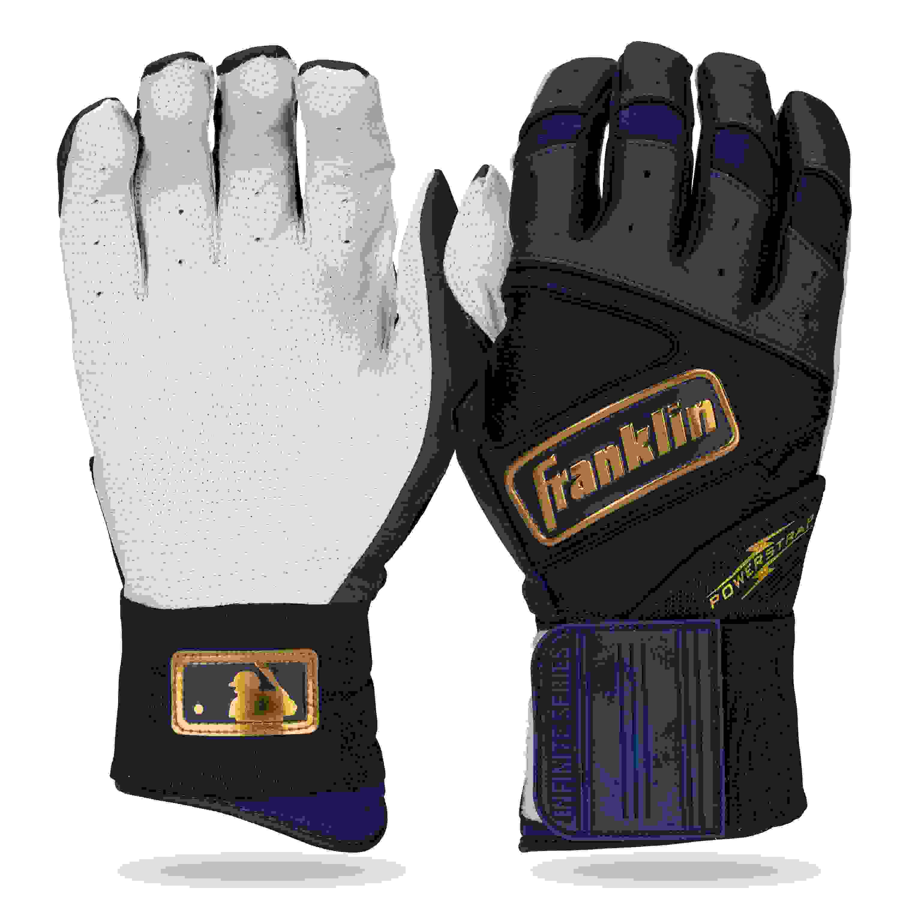 Franklin Sports MLB Powerstrap Youth Navy/Gold Batting Gloves